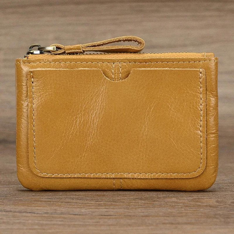 porte monnaie homme cuir souple jaune