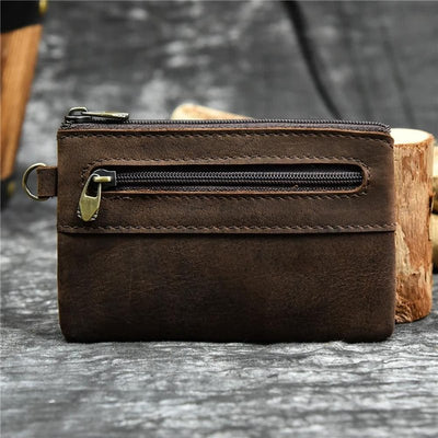 petit porte monnaie homme zippe marron