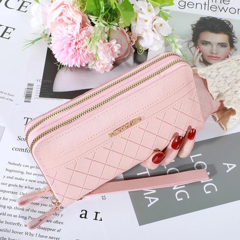 pochette portefeuille bandouliere rose clair