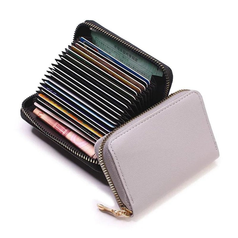 porte cartes accordeon gris