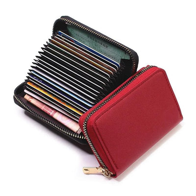 porte cartes accordeon rouge