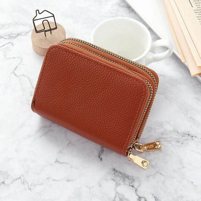 porte cartes avec fermeture eclair orange