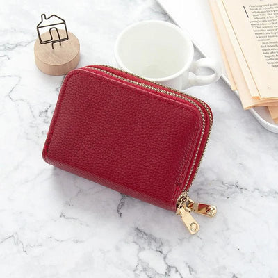 porte cartes avec fermeture eclair rouge