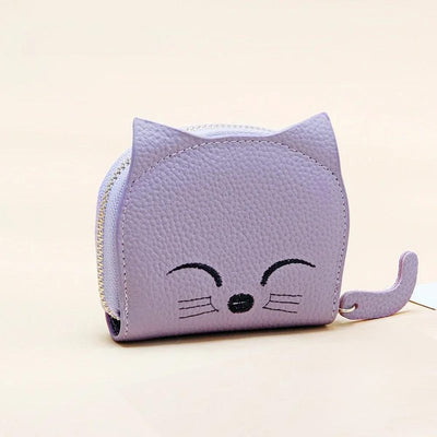 porte cartes chat violet