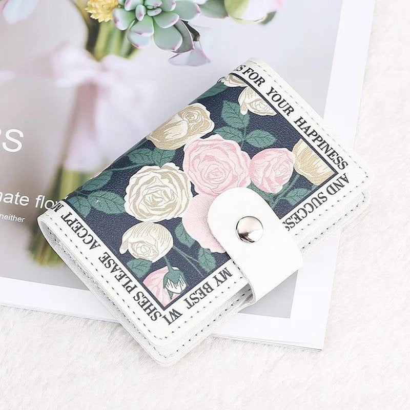 porte cartes credit femme motif fleur motif