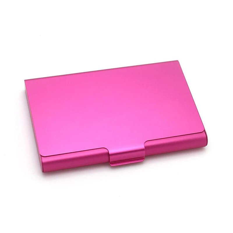 porte cartes de visite metallique rose bonbon