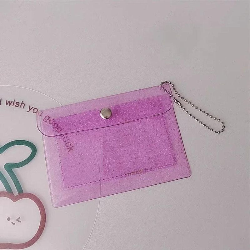 porte cartes en plastique transparent violet