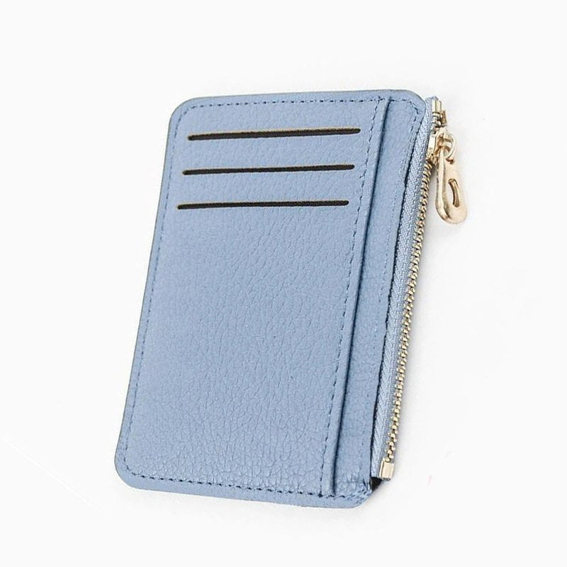 porte cartes homme ultra fin bleu clair avec zip