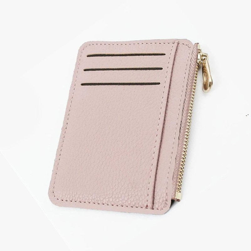 porte cartes homme ultra fin rose avec zip