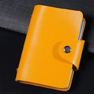 porte cartes simili cuir jaune