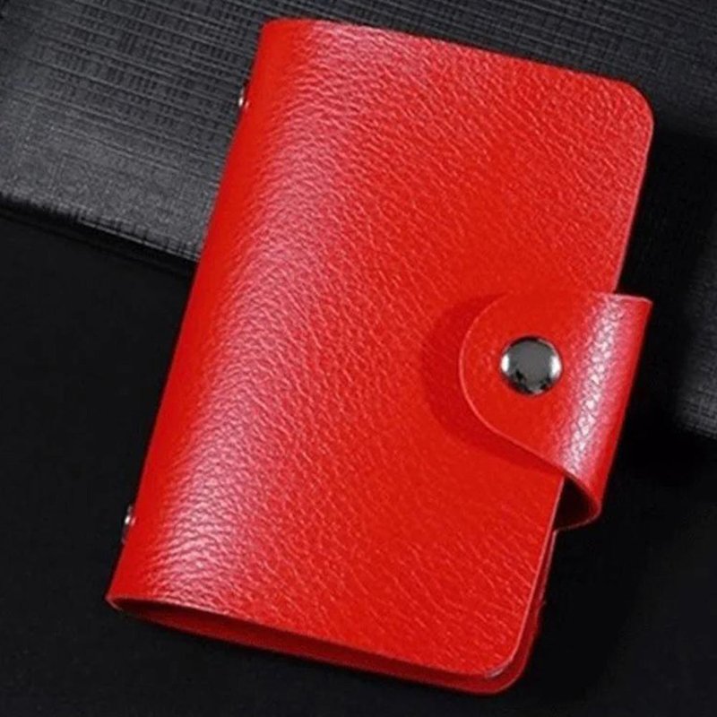 porte cartes simili cuir rouge