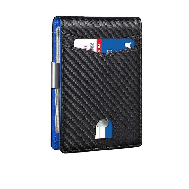 porte cartes solide bleu carbone