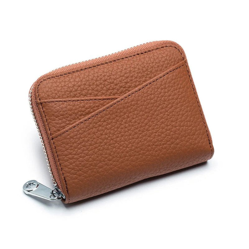 porte cartes zippe femme marron