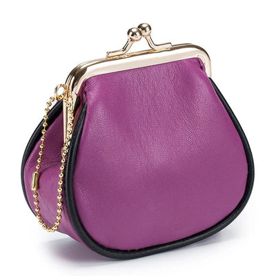 porte monnaie bourse en cuir violet