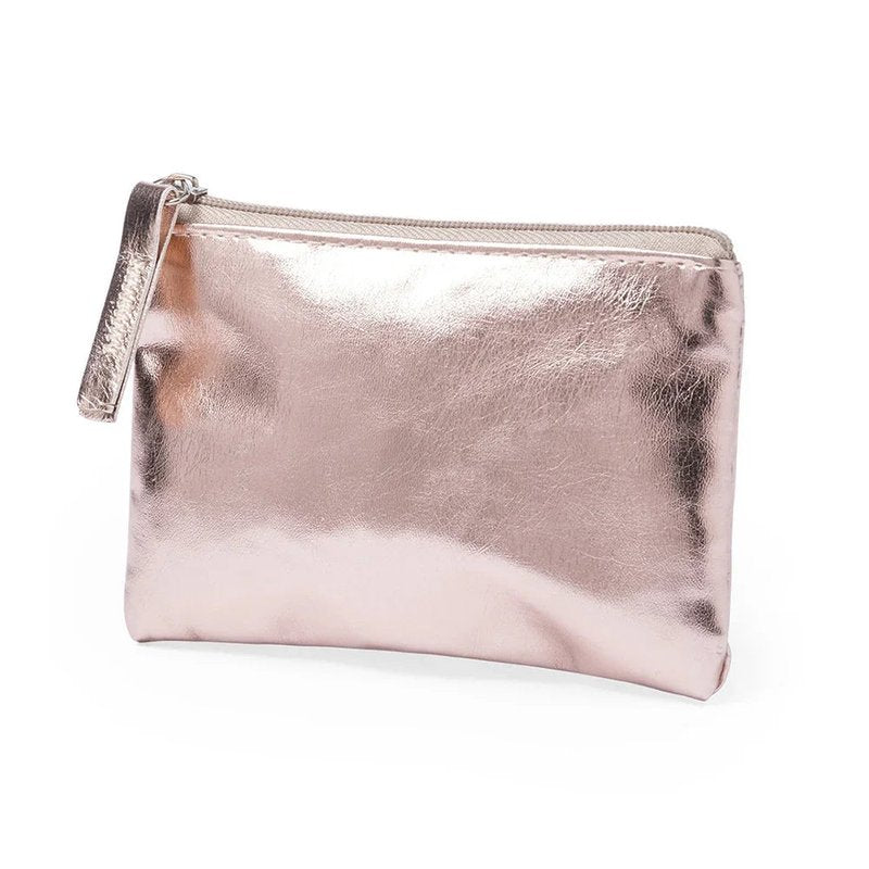 porte monnaie cuir brillant or rose