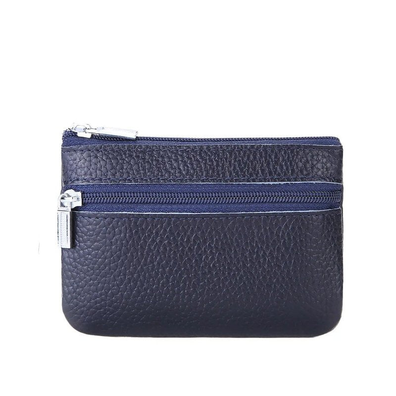 porte monnaie double zip bleu profond