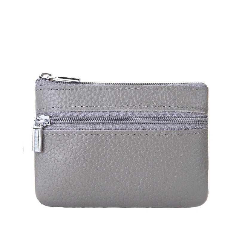 porte monnaie double zip gris