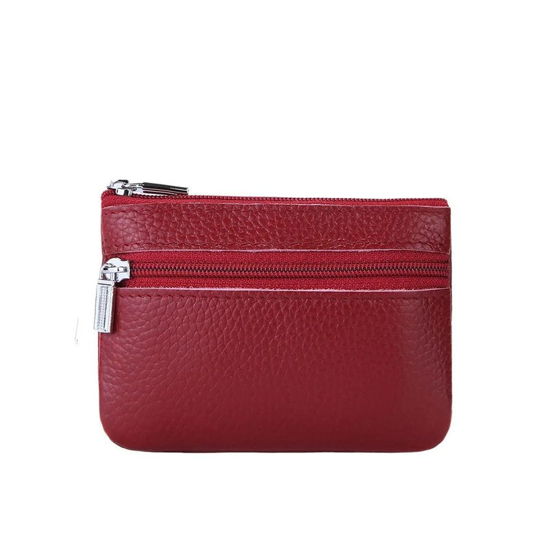 porte monnaie double zip rouge fonce