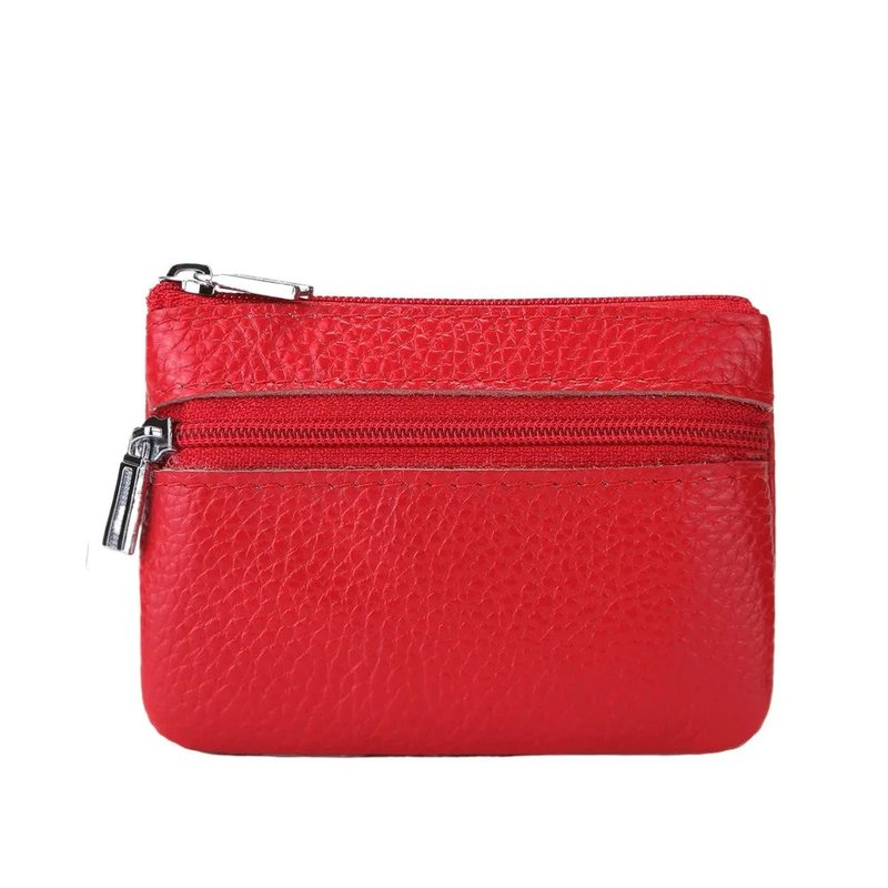 porte monnaie double zip rouge