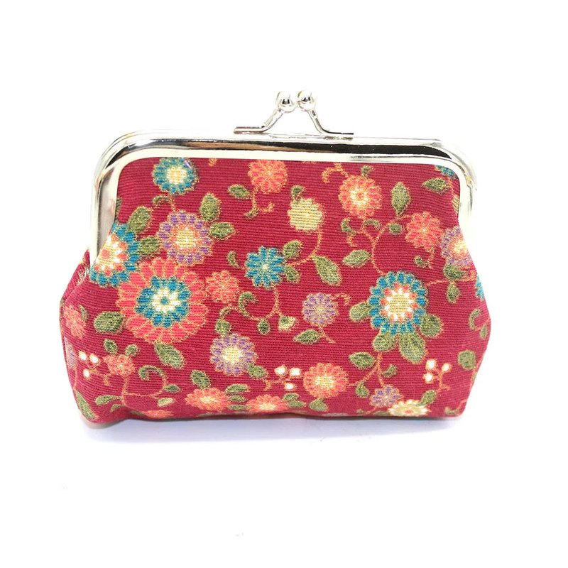 porte monnaie femme paillette fleur rouge