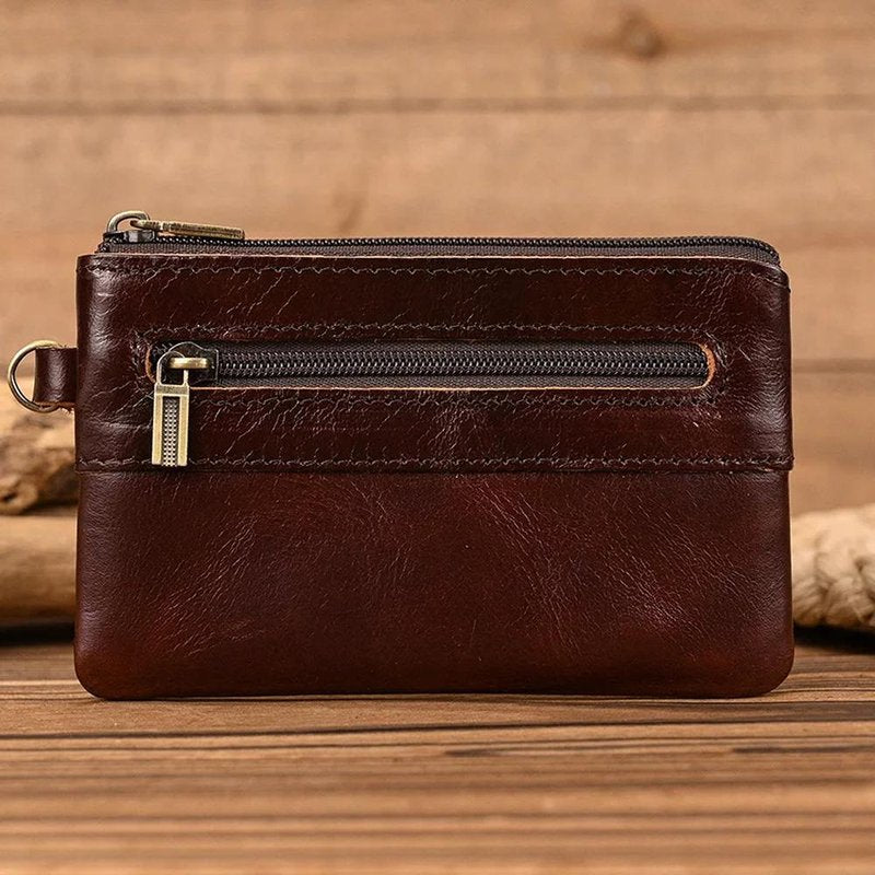 porte monnaie multifonction cuir homme marron fonce