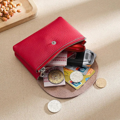 porte monnaie porte cartes cuir femme rouge double compartiments