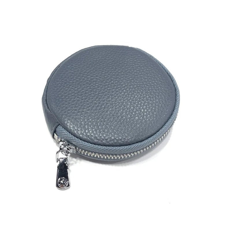 porte monnaie rond cuir gris souris