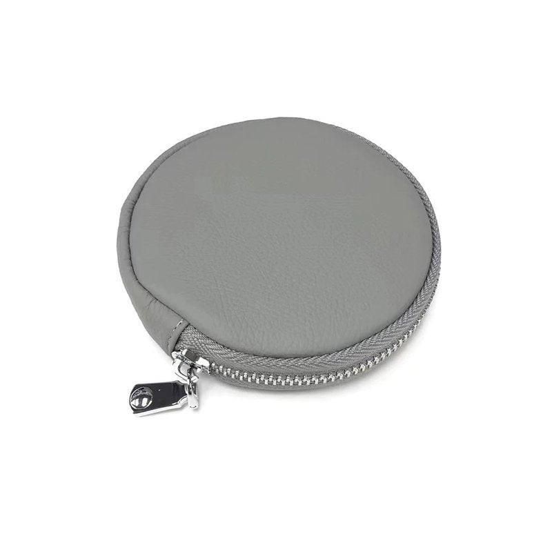 porte monnaie rond cuir gris