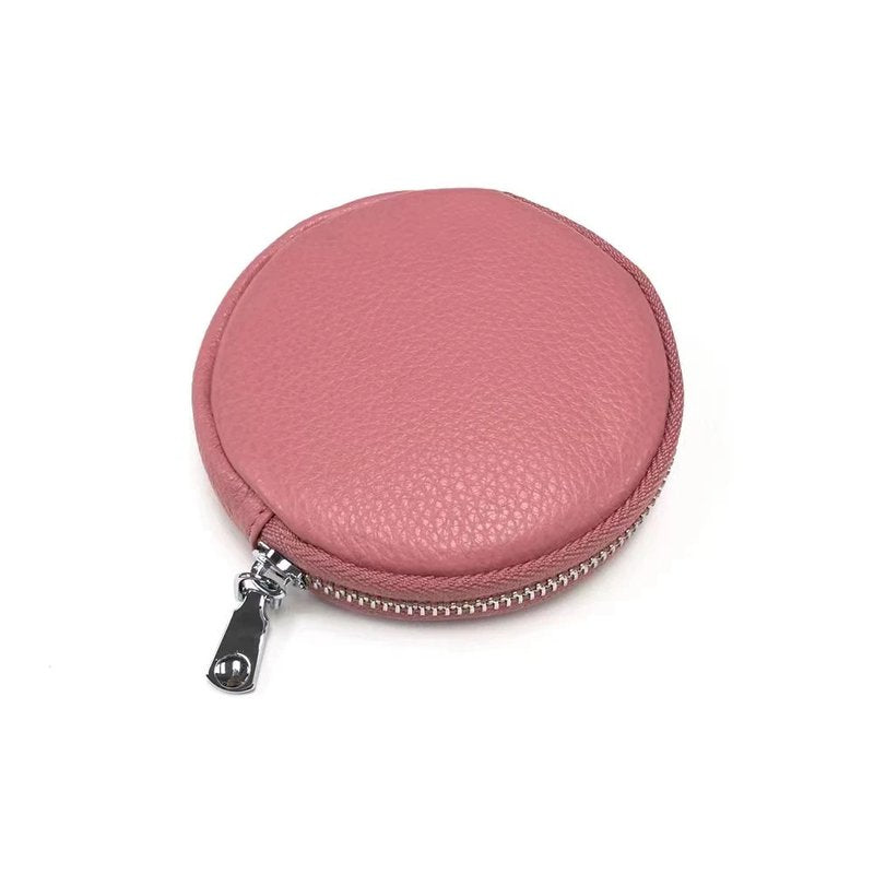 porte monnaie rond cuir rose