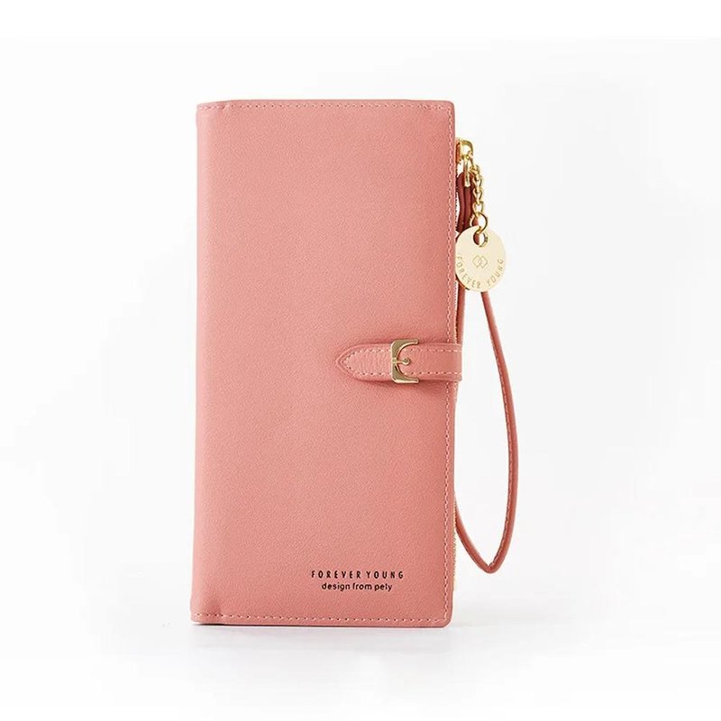 portefeuille avec pochette transparente rose