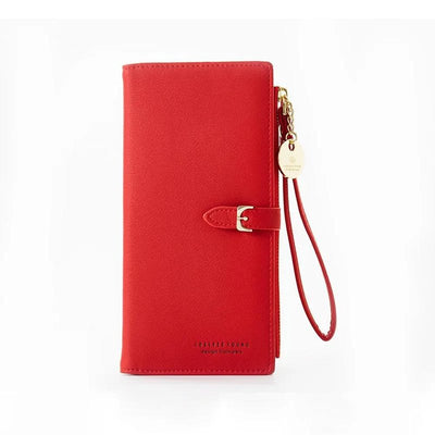 portefeuille avec pochette transparente rouge