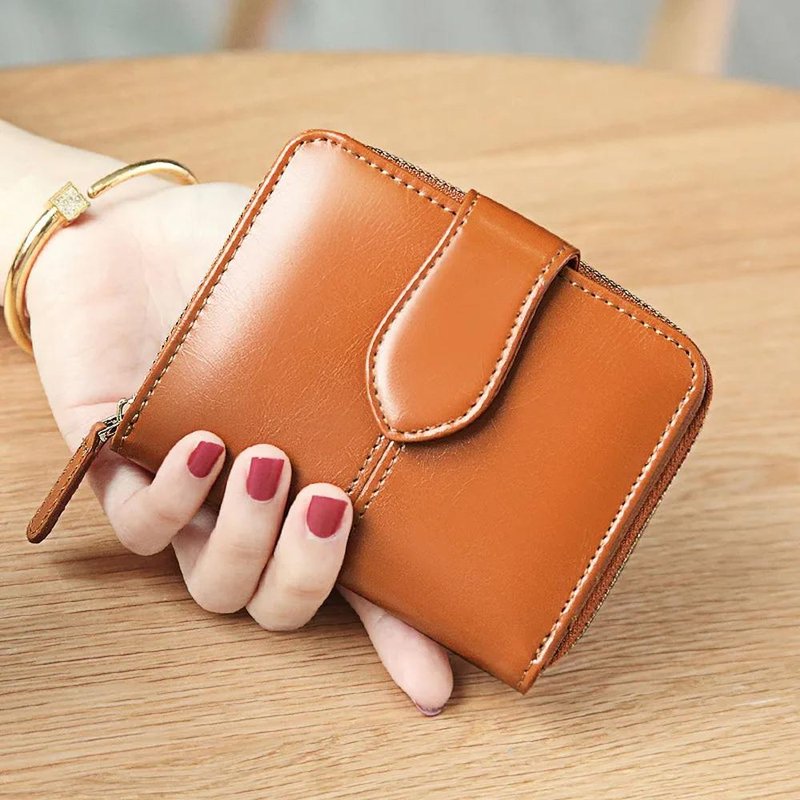 portefeuille compact femme marron