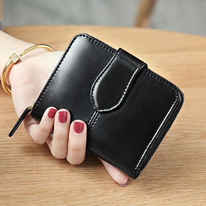 portefeuille compact femme noir