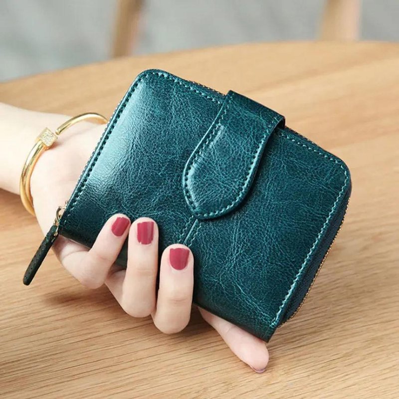 portefeuille compact femme vert