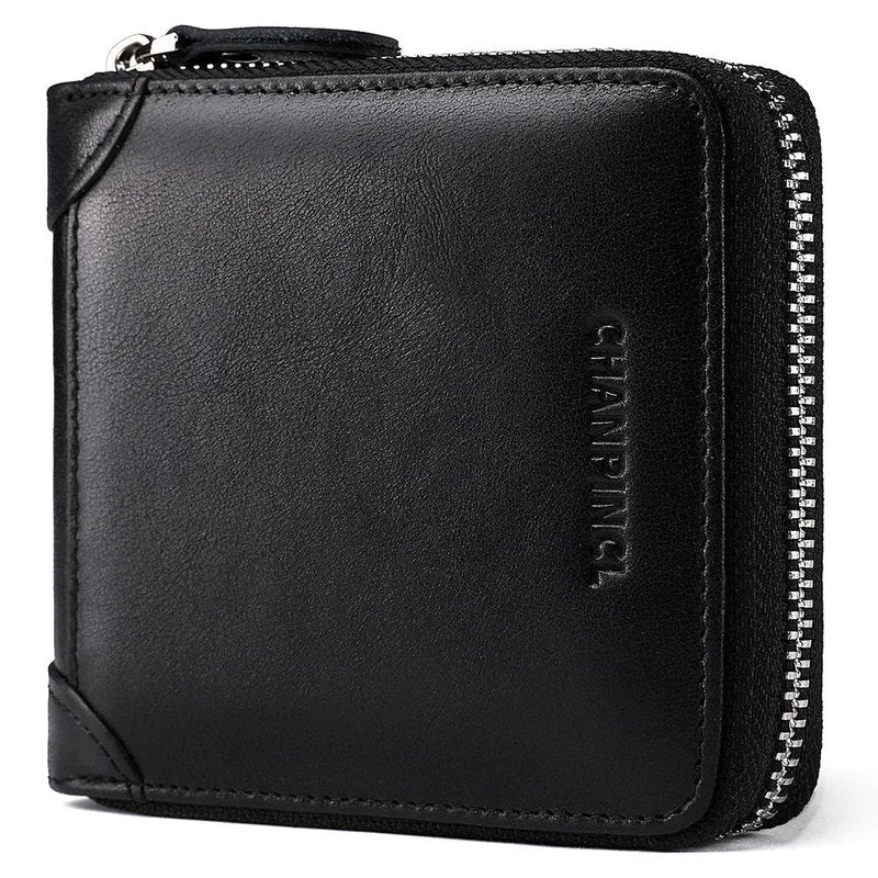 portefeuille zippe homme noir vintage